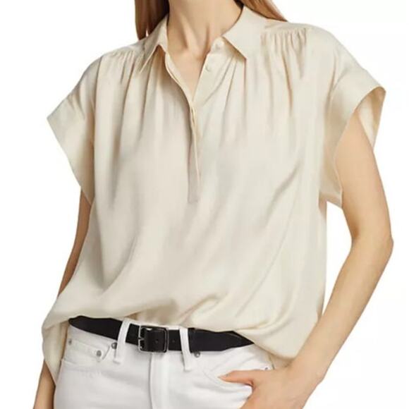 Rag & Bone top Robin silk blend blouse ivory size Medium M - Picture 1 of 7